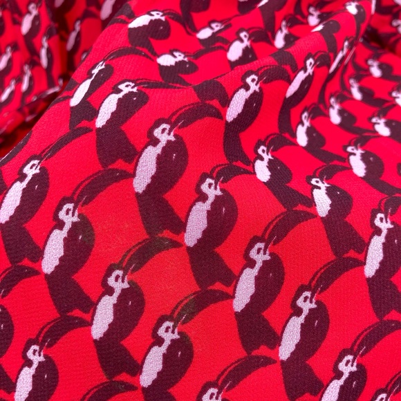 🌞3/$18🌞Sz S Avec Les Filles Red Toucan Mini Dress - Picture 3 of 4